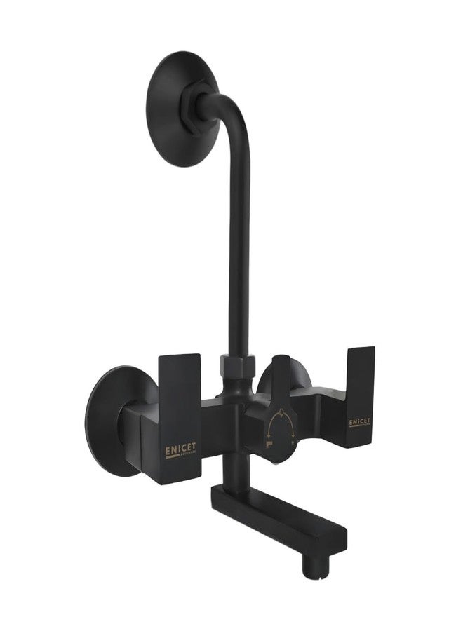 ENICET خلاط حائط ENICET للحمام، SS-304، أسود مطفي، وصلة على شكل حرف L بطول 190 مم مخصصة للاستحمام، صنبور خلاط حائط 2 في 1 للحمام، طقم دش أسود كامل (QGS121BLACK) - Image 1